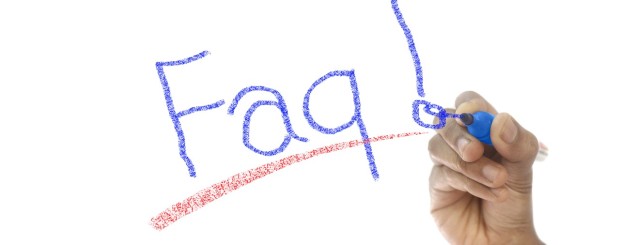 A picture of the word faq written in blue and red.